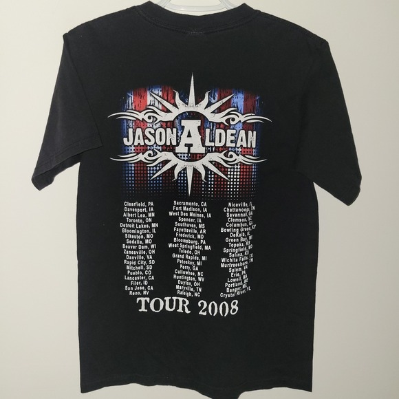 Jason Aldean 2008 Tour T-Shirt Men's Size Small Black Double Sided Country Music - Picture 2 of 7